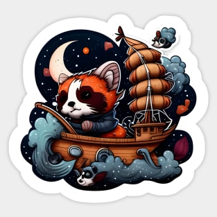 Riley the Red Panda but he's driving his boat backwards Sticker Sticker